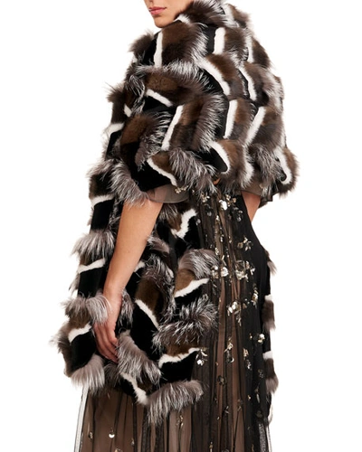 Shop Burnett Ny Sable, Mink And Fox Intarsia Stole In Multi