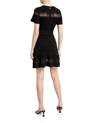 Shop Michael Michael Kors Short-sleeve Mesh Combo Dress In Black