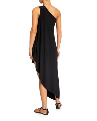 Norma Kamali One-shoulder Diagonal Tunic Coverup In Black