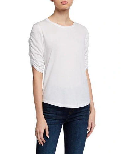 Veronica Beard Waldorf Ruched-sleeve T-shirt In White