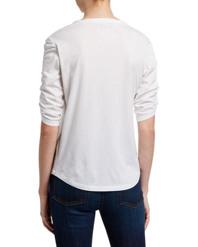 Veronica Beard Waldorf Ruched-sleeve T-shirt In White