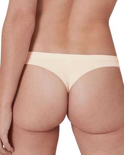 Shop Simone Perele Nuance Lace-trim Thong In Pearl