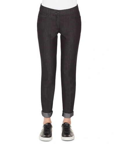 Shop Akris Magda Pants In Black Denim