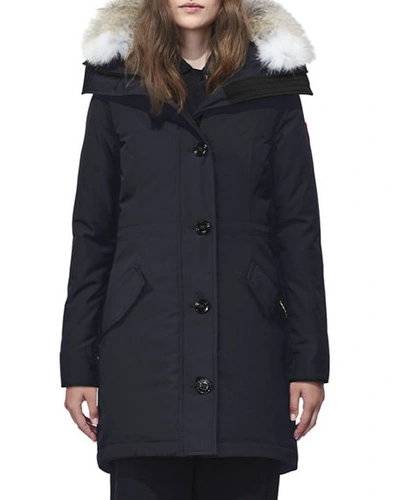 Shop Canada Goose Rossclair Parka Jacket Fusion Fit In Navy
