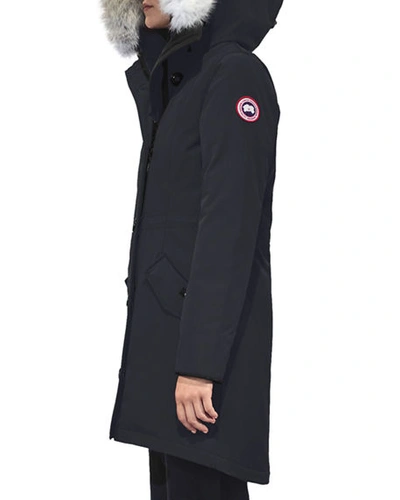 Shop Canada Goose Rossclair Parka Jacket Fusion Fit In Navy