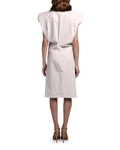 Shop Bottega Veneta Dramatic Cap-sleeve Button Front Shirtdress In White