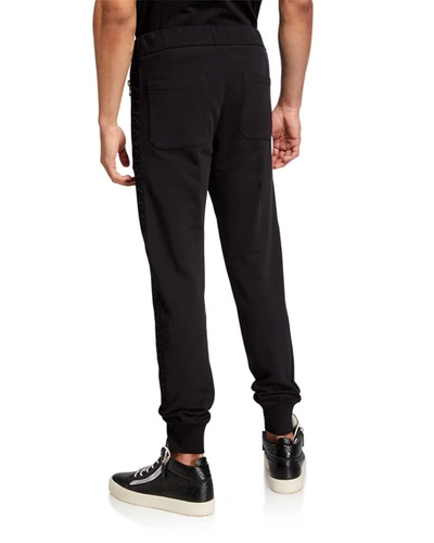 Shop Balmain Men's Embossed Logo Zip-pocket Sweatpants In Black