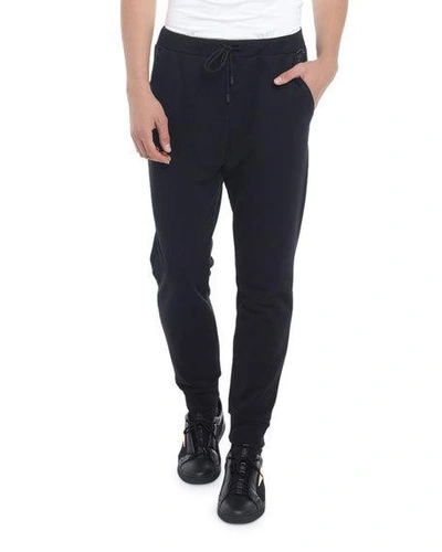 Shop Fendi Men's Ff Net Cotton-blend Sweatpants In Black