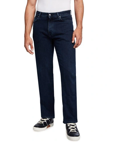 Shop Ermenegildo Zegna Men's Straight-leg Dark-wash Regular-fit Jeans In Blue