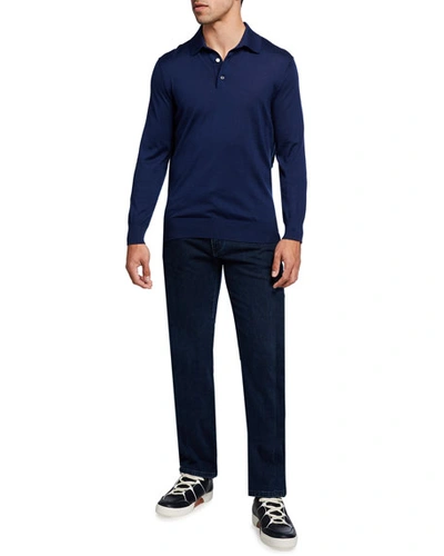 Shop Ermenegildo Zegna Men's Straight-leg Dark-wash Regular-fit Jeans In Blue