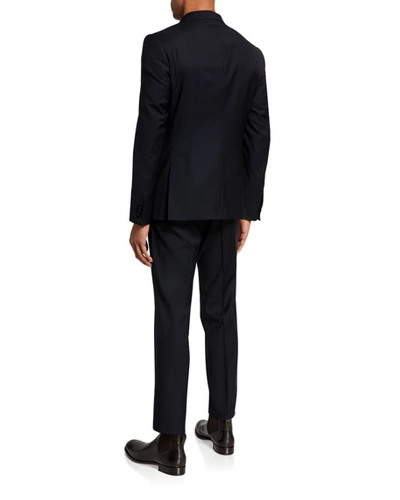 Shop Ermenegildo Zegna Men's Satin-trim Two-piece Tuxedo Suit In Navy