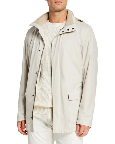 Shop Loro Piana Voyager Zip-front Coat In Light Gray