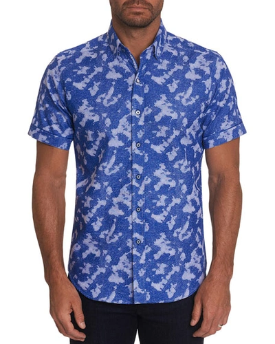 Shop Robert Graham Men's Ward Camo Jacquard Sport Shirt In Blue