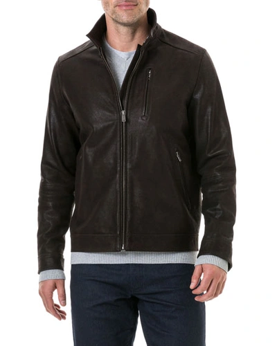Shop Rodd & Gunn Men's Westhaven French Leather Jacket In Chocolate