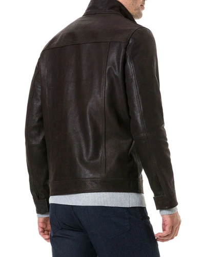 Shop Rodd & Gunn Men's Westhaven French Leather Jacket In Chocolate