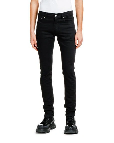 Shop Alexander Mcqueen Men's Basic Dark-wash Skinny Jeans In Black