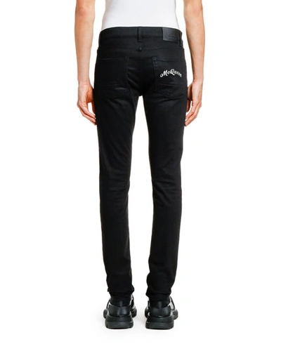 Shop Alexander Mcqueen Men's Basic Dark-wash Skinny Jeans In Black