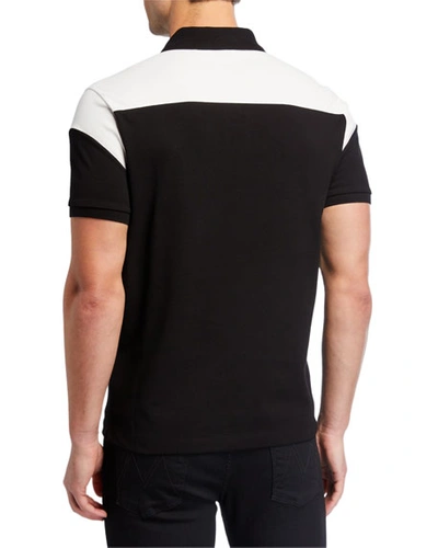 Shop Moncler Men's Colorblock Jersey Polo Shirt In Black