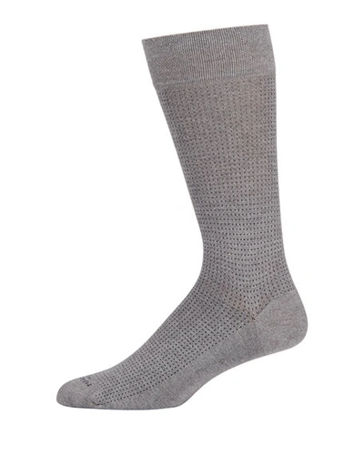 Shop Marcoliani Men's Micro Pin-dot Socks In Gray