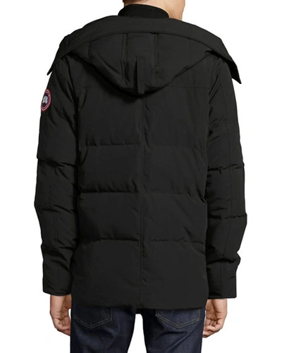 Shop Canada Goose Macmillan Hooded Parka Coat In Black