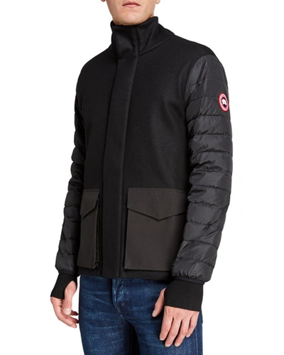 Shop Canada Goose Men's Glenwood Knit Jacket In Black