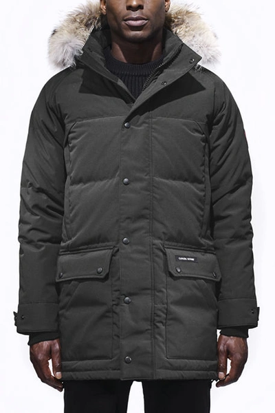 Shop Canada Goose Macmillan Hooded Parka Coat In Graphite