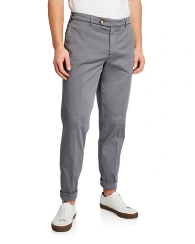 Shop Brunello Cucinelli Men's Stretch-twill Tapered Pants In Gray