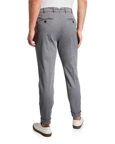 Shop Brunello Cucinelli Men's Stretch-twill Tapered Pants In Gray