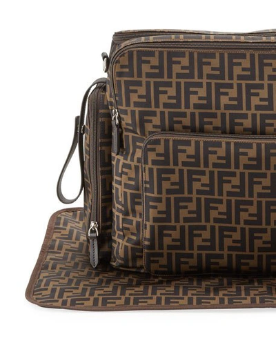 Shop Fendi Ff Logo Diaper Bag In Brown
