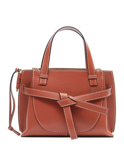 Shop Loewe Gate Mini Leather Top-handle Tote Bag In Tan