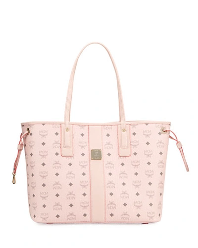 Shop Mcm Liz Reversible Medium Visetos Tote Bag In Pink