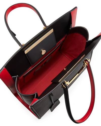 Shop Alexander Mcqueen The Tall Story Tote Bag In Black/red