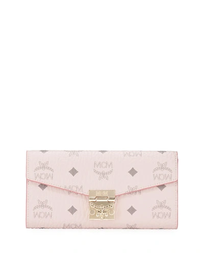 Shop Mcm Patricia Visetos Two-fold Wallet-on-chain In Pink
