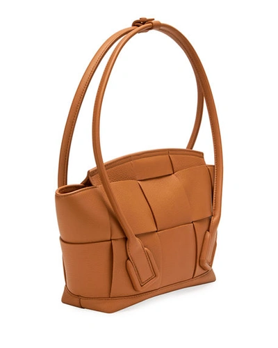 Shop Bottega Veneta Arco 33 Mini Grainy Leather Top-handle Bag In Light Brown