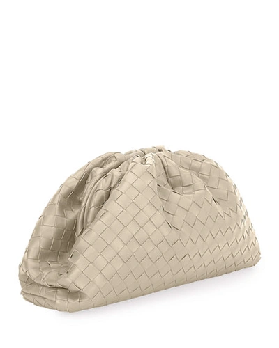 Shop Bottega Veneta The Intrecciato Pouch Clutch Bag In Off White