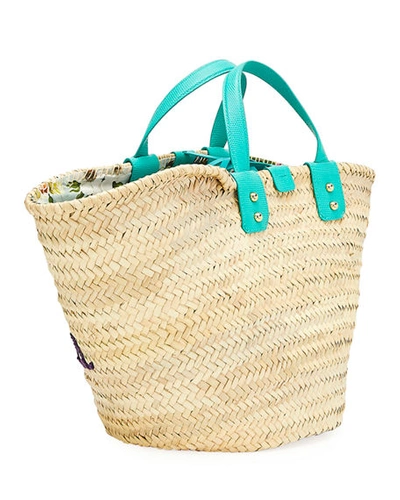 Shop Dolce & Gabbana The Kendra Straw Tote Bag In Green