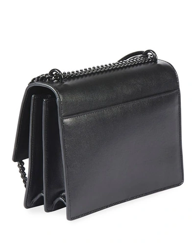 Saint Laurent Sunset Medium Ysl Crossbody Bag In Smooth Leather In Noir