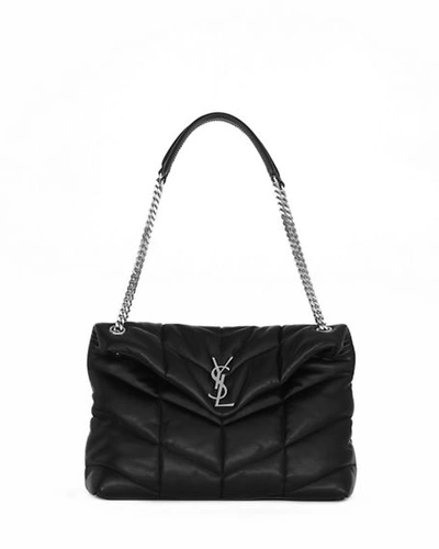 Shop Saint Laurent Loulou Medium Ysl Flap Shoulder Bag In Noir