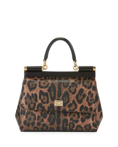 Shop Dolce & Gabbana Sicily Small St. Dauphine Shoulder Bag In Leopard