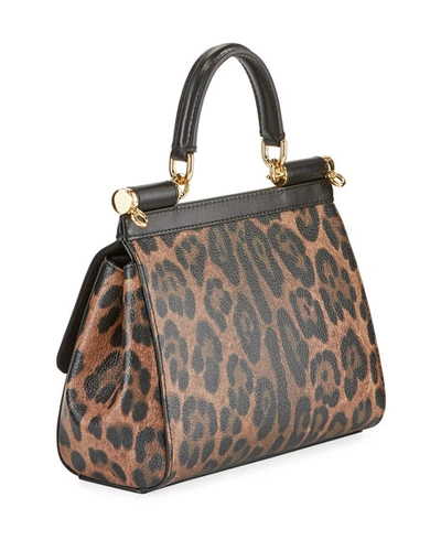 Shop Dolce & Gabbana Sicily Small St. Dauphine Shoulder Bag In Leopard