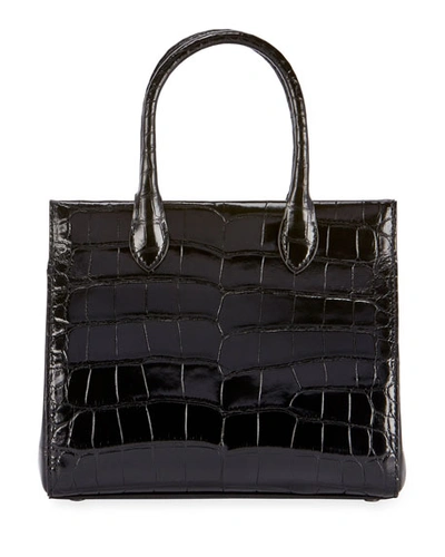 Shop Alaïa Elizinha Small Alligator Top-handle Bag In Black