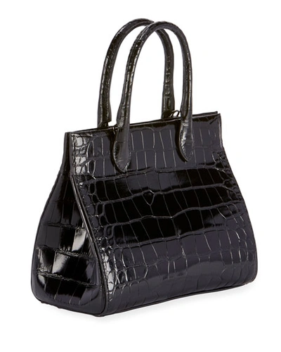 Shop Alaïa Elizinha Small Alligator Top-handle Bag In Black