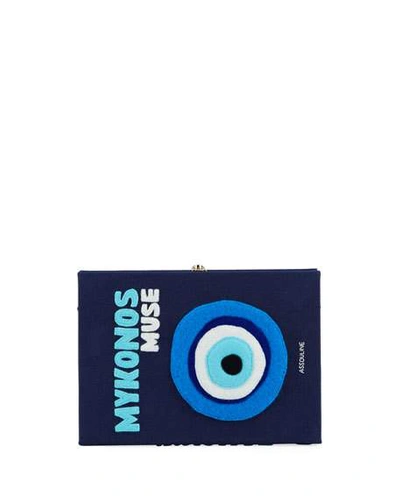 Shop Olympia Le-tan Mykonos Strapped Book Clutch Bag In Blue