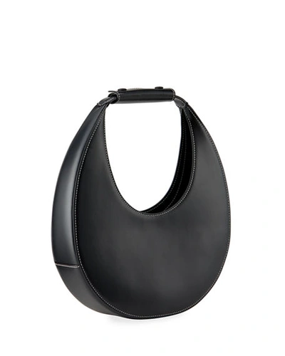 Staud Moon Leather Hobo Bag In Black