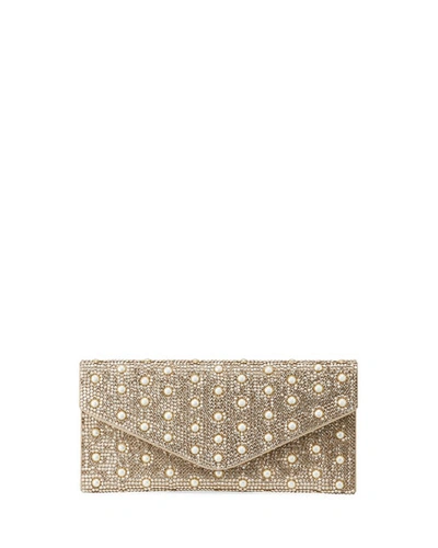 Shop Judith Leiber Envelope Pearly Beaded Clutch Bag In Gold