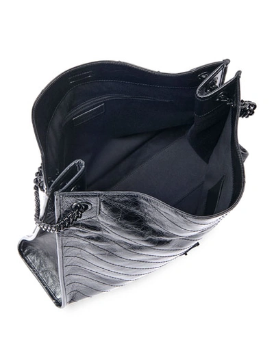 Saint Laurent Niki Large Crinkled Calf Shopper Tote Bag