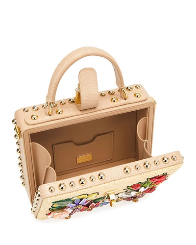 Shop Dolce & Gabbana Jeweled Box Top-handle Bag In Beige