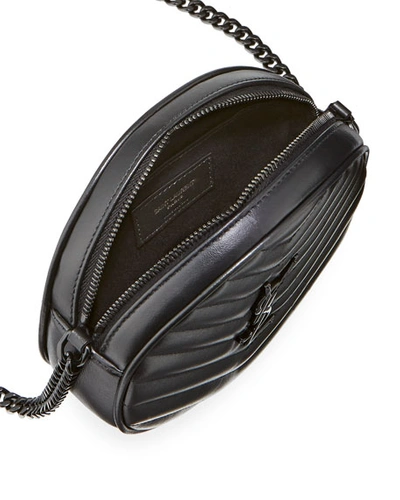 Shop Saint Laurent Ysl Vinyle Round Camera Crossbody Bag In Black