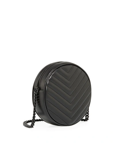Shop Saint Laurent Ysl Vinyle Round Camera Crossbody Bag In Black