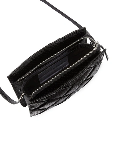 Shop Nancy Gonzalez Small Woven Soft Snakeskin Crossbody Bag In Black